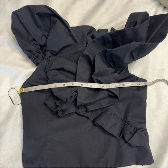 Zara Women Voluminous Poplin Top Black Cotton side zipper - Picture 11 of 15